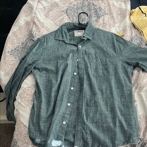 Express Men's Casual Teal Button Down Shirt